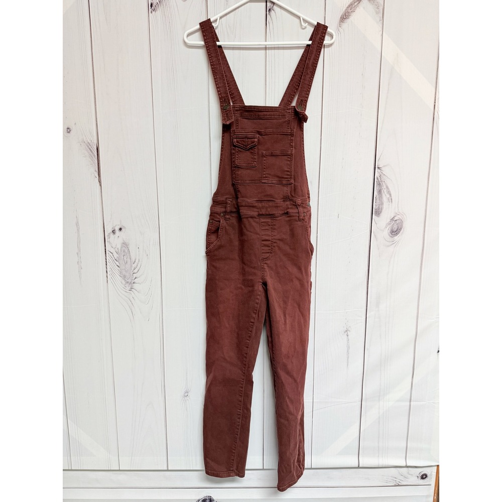 Free People Women's Pip Overalls 27 Rust‎ Skinny Denim Overalls